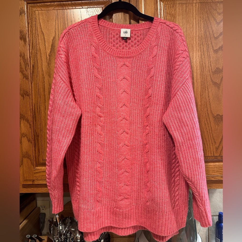 Cabi Elsa Pullover Sweater Rose Hued Size Large  #4245